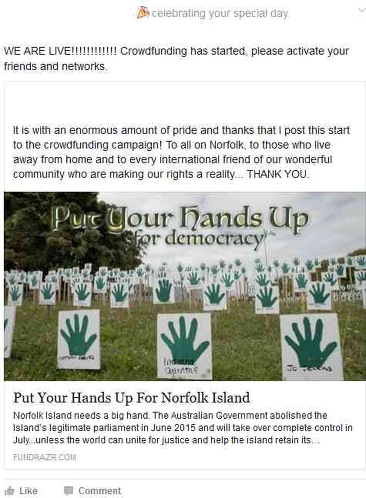 NORFOLK ISLAND FINDS ALLY IN FIGHT FOR DEMOCRACY 1