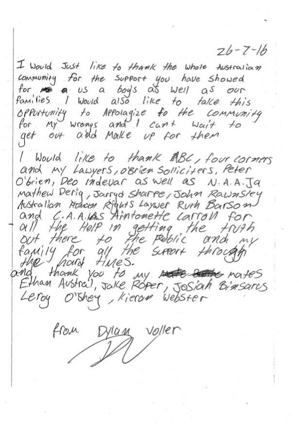 Four Corners: Dylan Voller releases letter apologising for crimes, thanking community for support 7 image