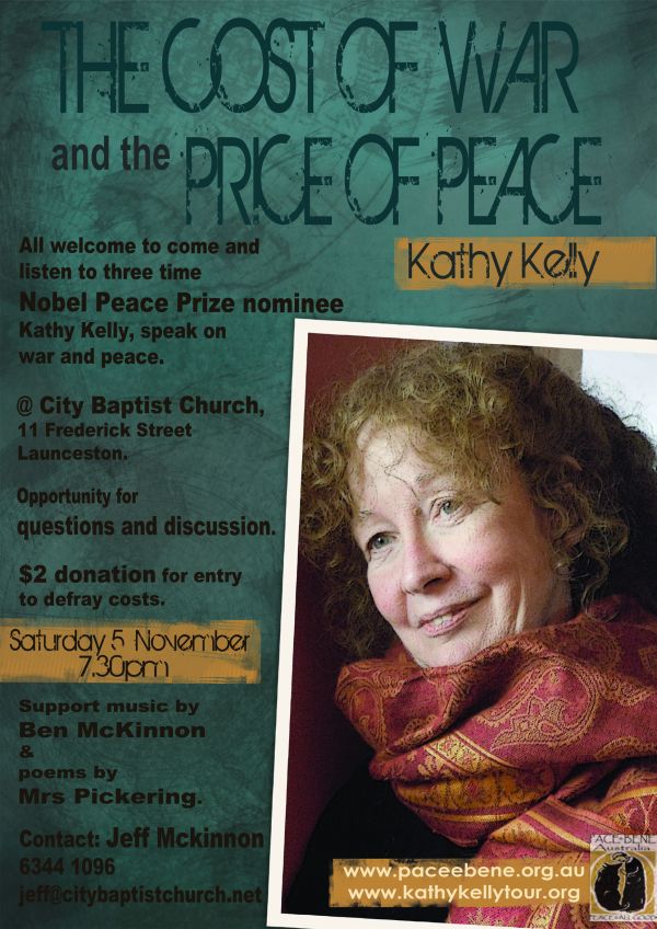 Internationally renowned peace activist in Launceston 1