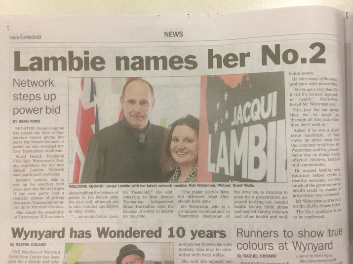 Jacqui Lambie welcomes Tasmanian Senate Candidate Rob Waterman to the JLN 4 image