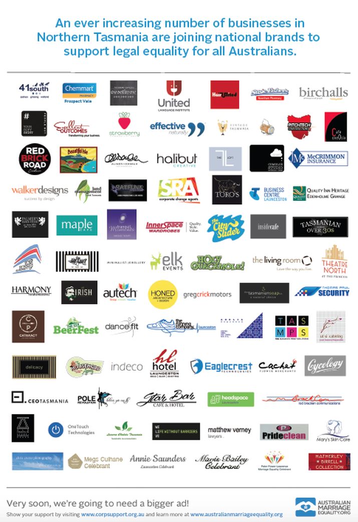 NORTHERN TASMANIA BUSINESS COMMUNITY BACKS MARRIAGE EQUALITY 4 image