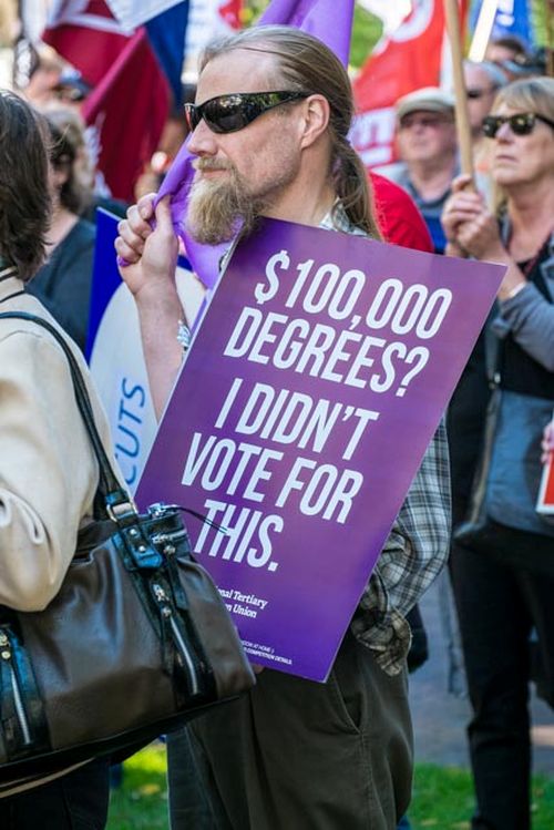 Nationwide rallies protest cuts to workers' rights and wages. School funding row ... 21 image