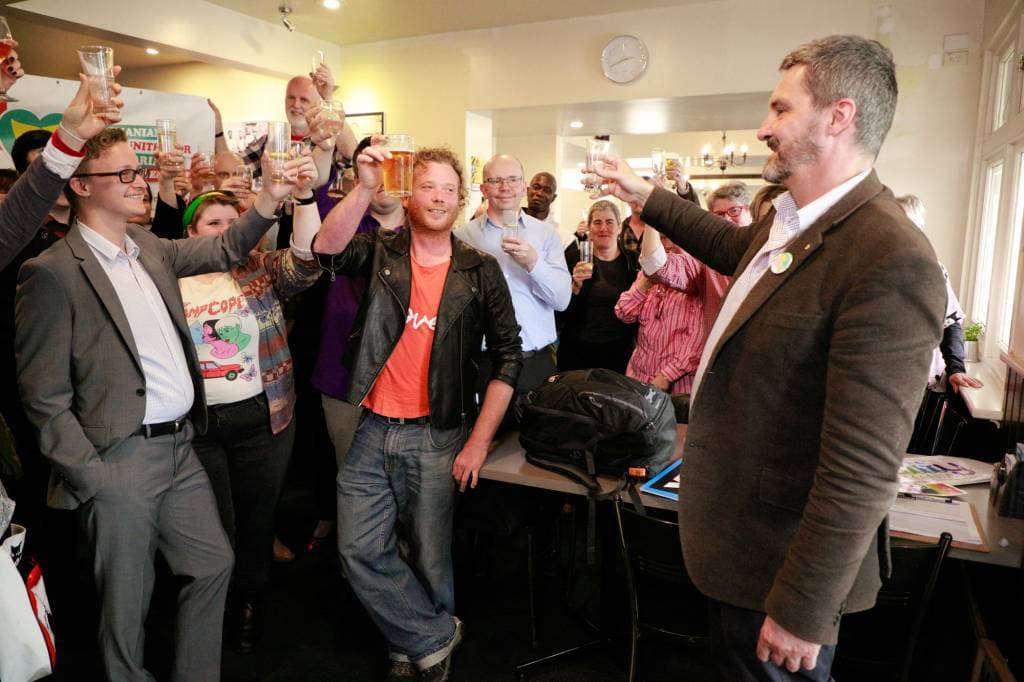 Equality supporters toast YES vote at Hobart Commemoration 1