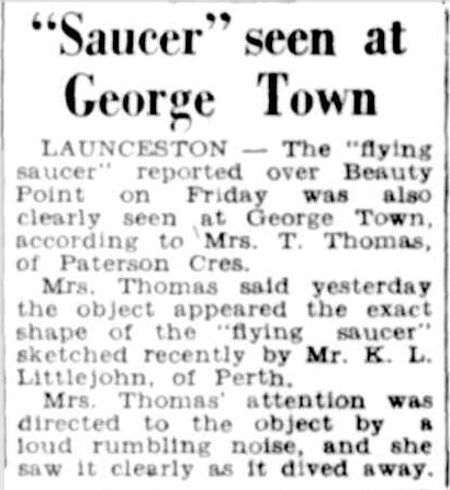 Tas That Was - Flying Saucers at George Town (1954) 7 Tas That Was - Flying Saucers at George Town (1954) 7