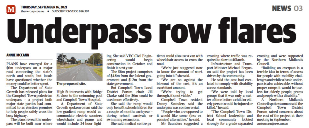 Letter to Michael Ferguson Re Campbell Town Underpass 14