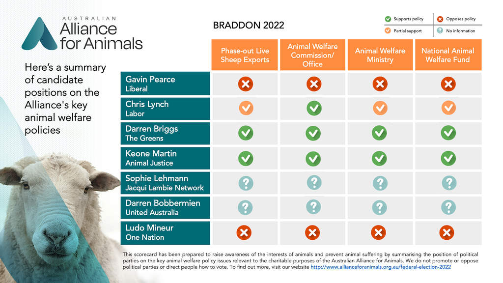Animal Welfare Scorecard for Bass and Braddon Candidates 7