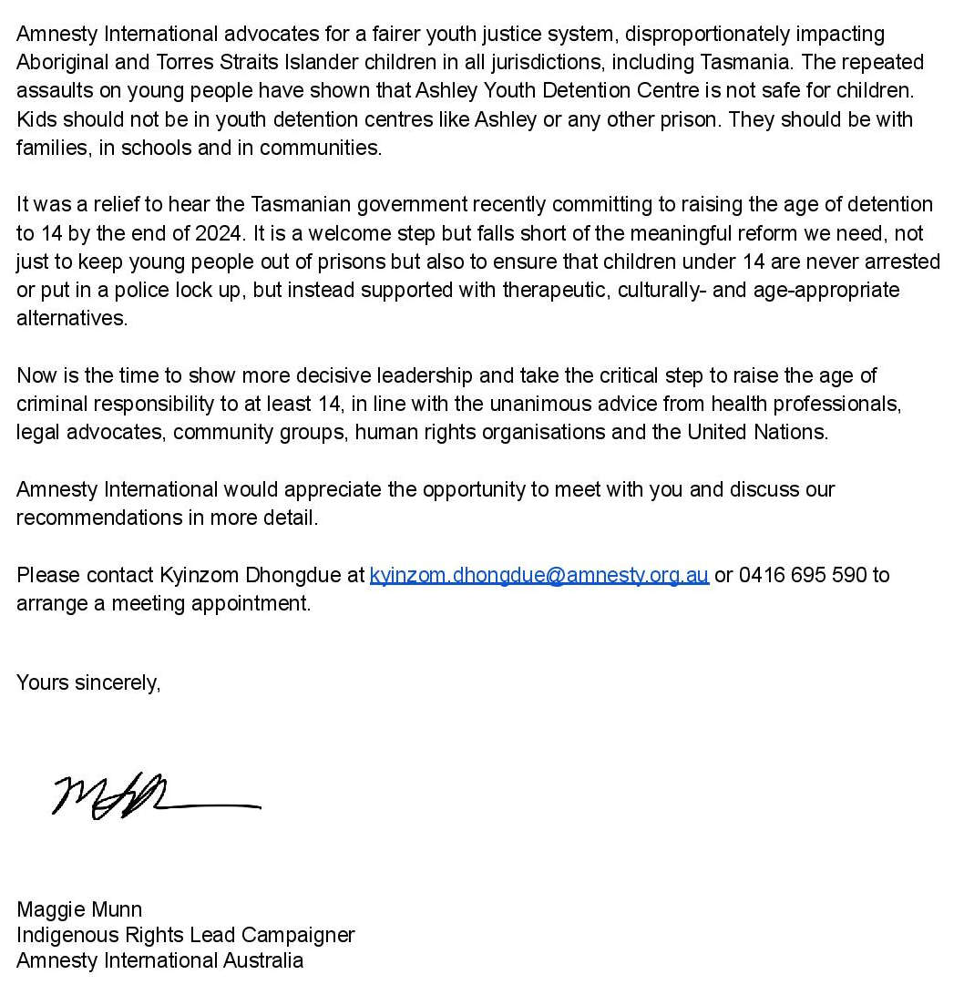 Amnesty International Calls for Ashley Closure 7