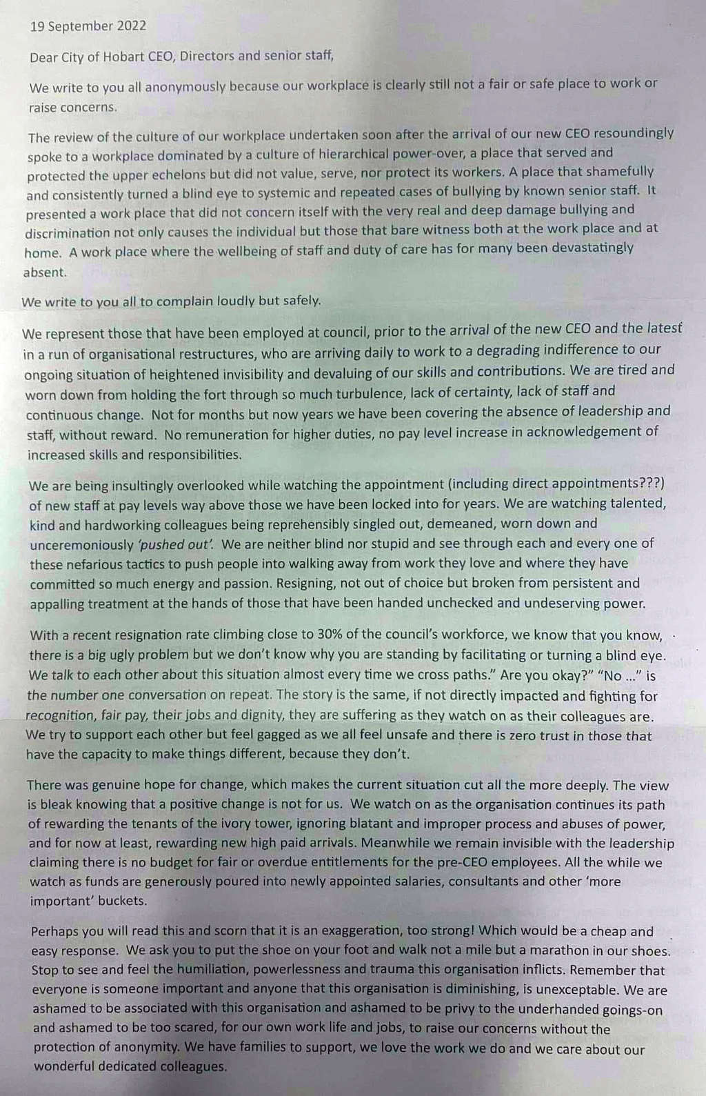 Call for Independent Inquiry into HCC Staffing 5 Call for Independent Inquiry into HCC Staffing 5