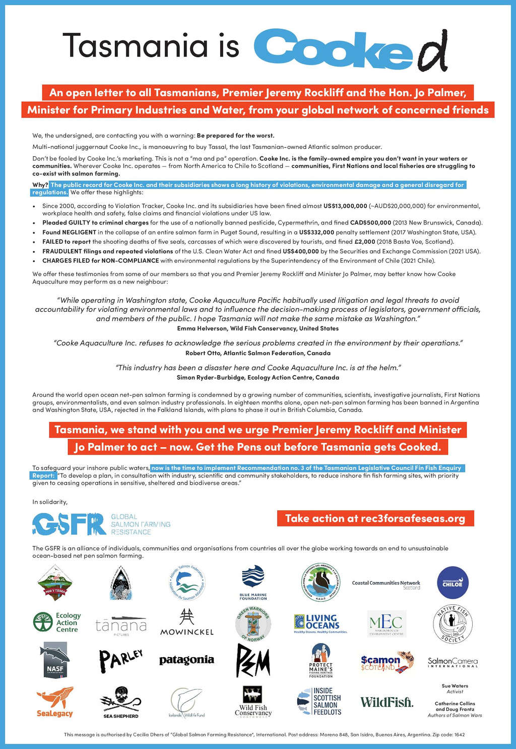 Renewed Call to Refuse Renewal of Long Bay Salmon Farming Lease 4 Renewed Call to Refuse Renewal of Long Bay Salmon Farming Lease 4