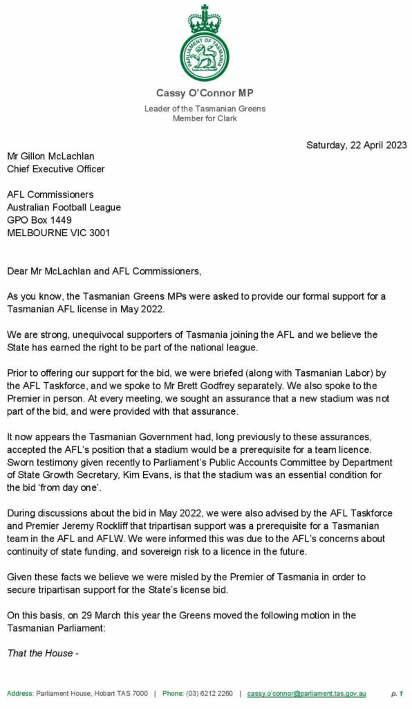 Greens Bail on AFL Bid 8