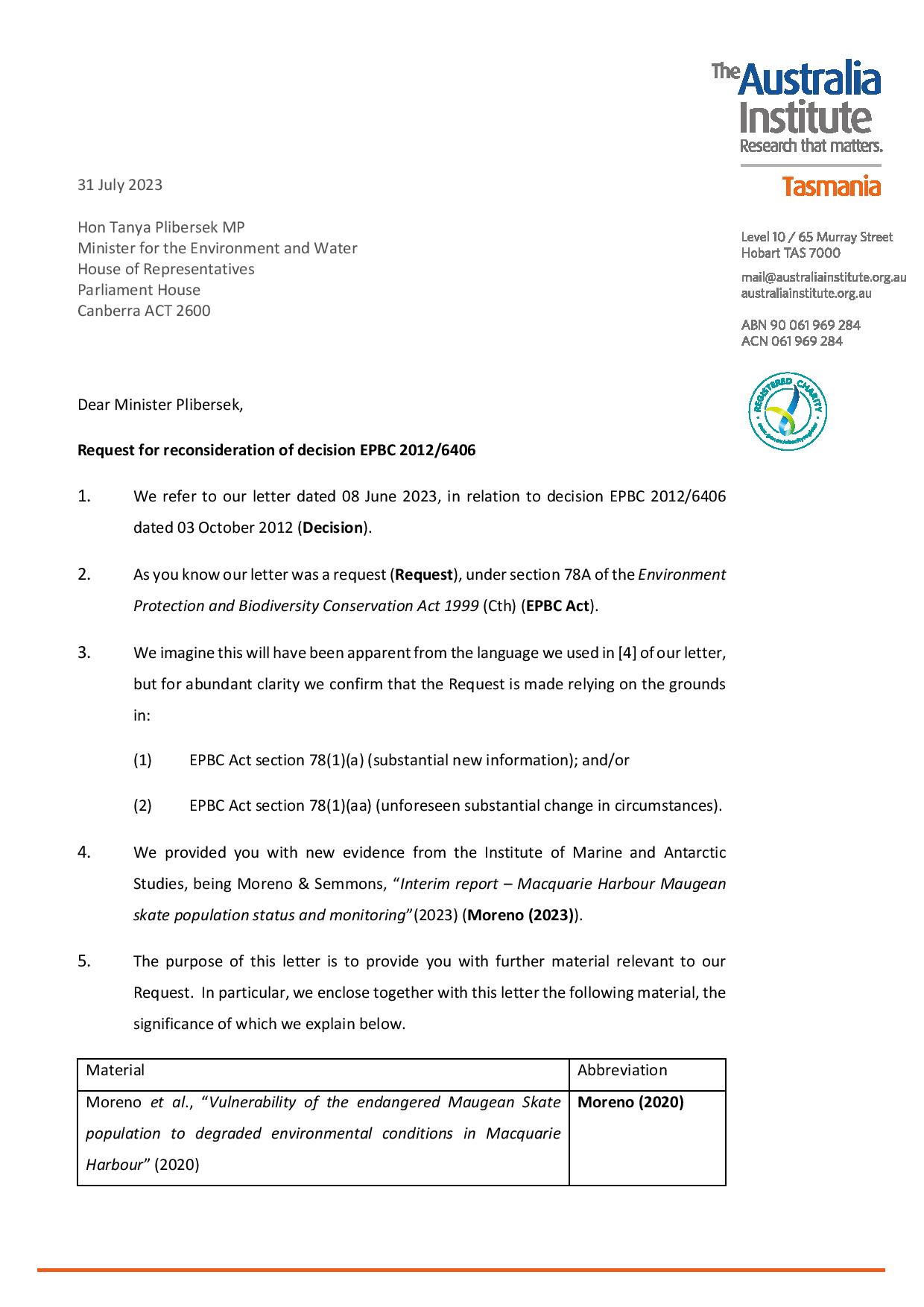 TAI: Fed Govt Legally Obliged to Protect Maugean Skate 33