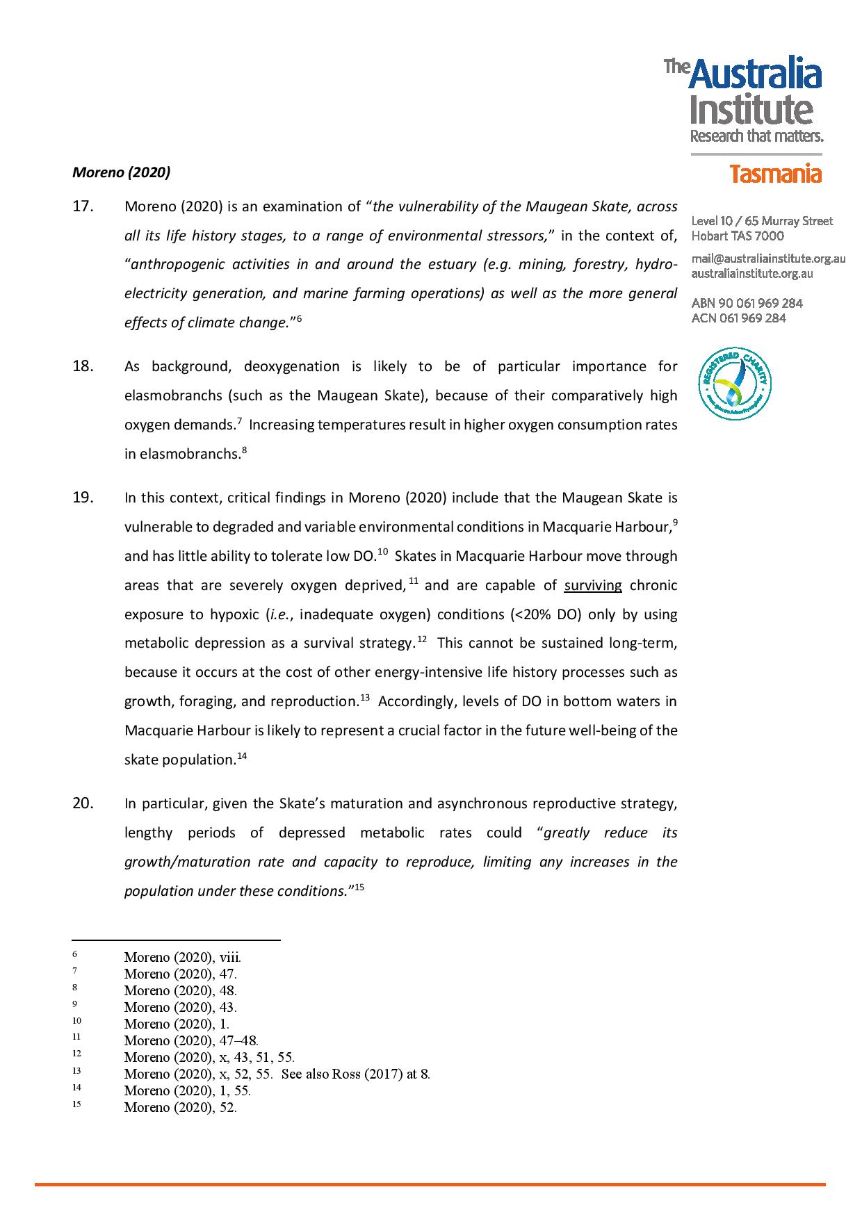 TAI: Fed Govt Legally Obliged to Protect Maugean Skate 37