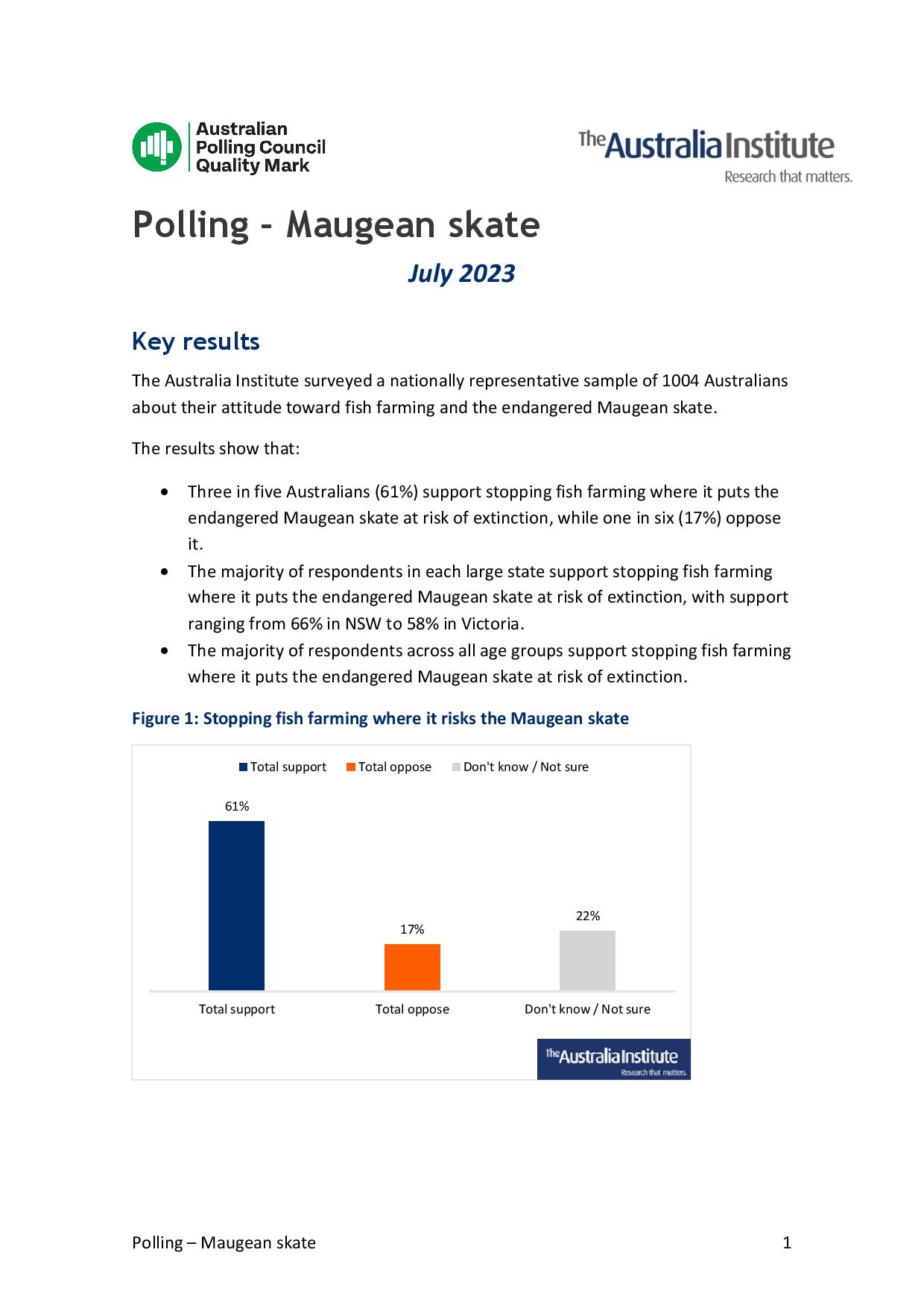 TAI: Fed Govt Legally Obliged to Protect Maugean Skate 43
