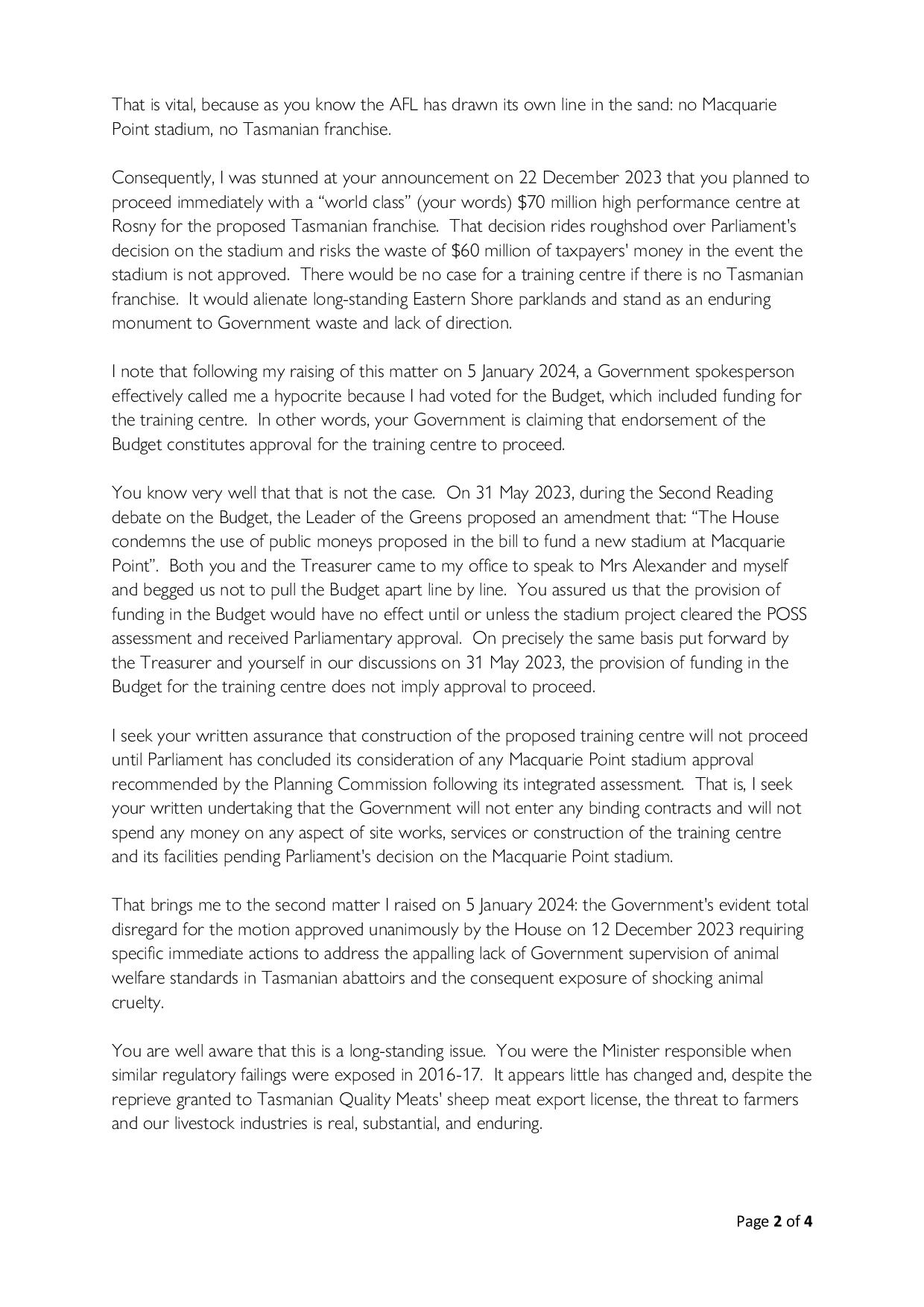 Shots Fired! Correspondence Between Independent MHA John Tucker and Premier Rockliff 20