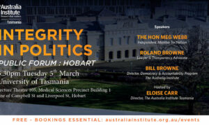 Forum on Tasmanian Election, Integrity in Politics 22