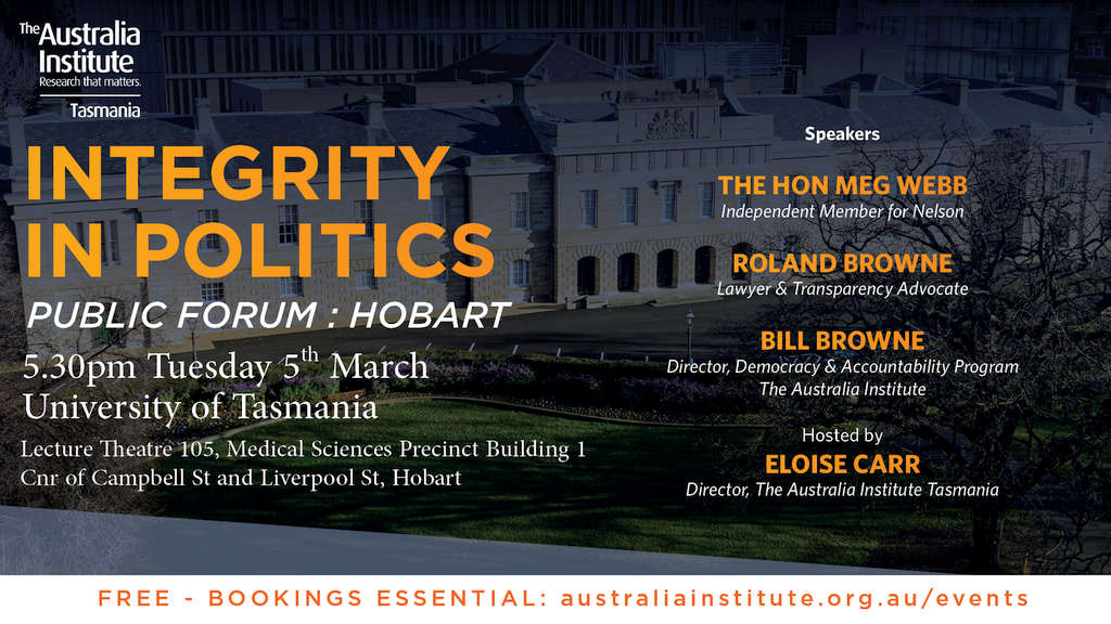 Forum on Tasmanian Election, Integrity in Politics 1