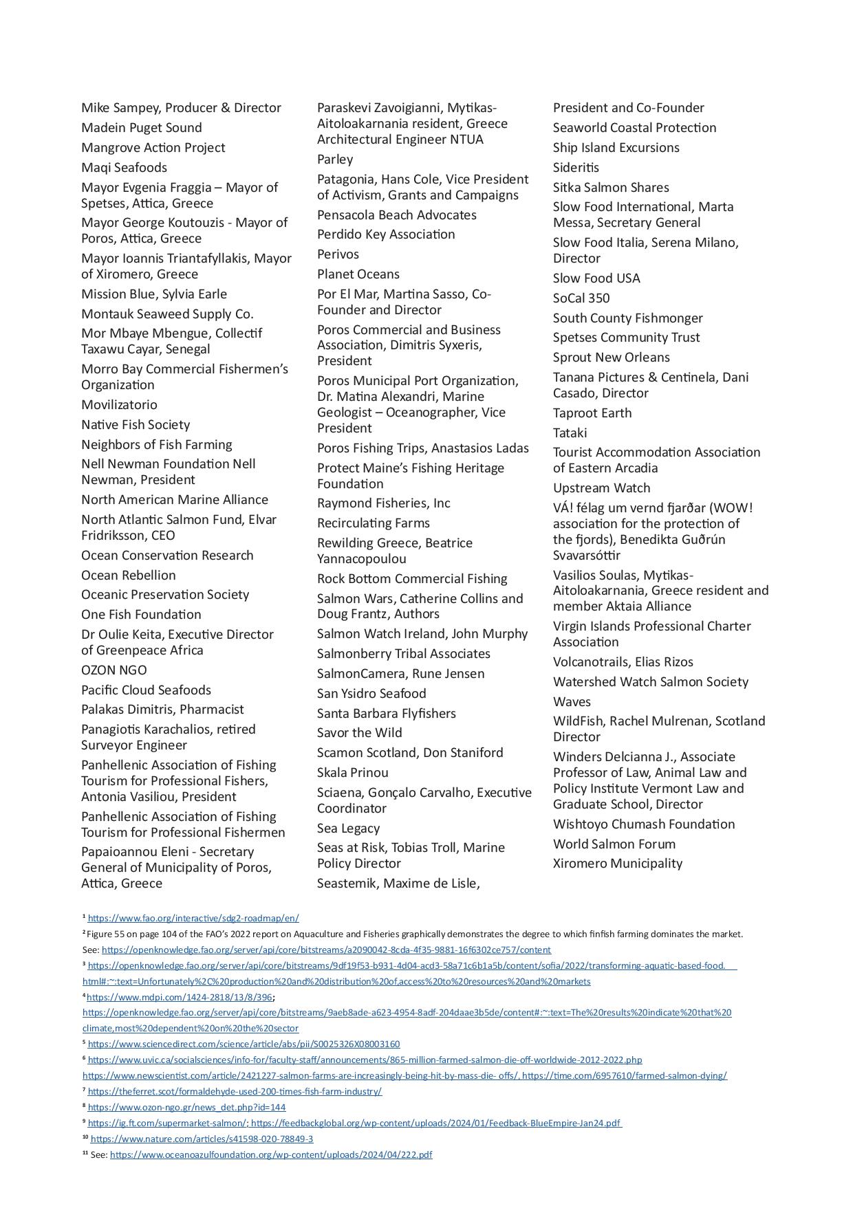 Worldwide Call on FAO re 'Sustainable Aquaculture' 16 Worldwide Call on FAO re 'Sustainable Aquaculture' 16