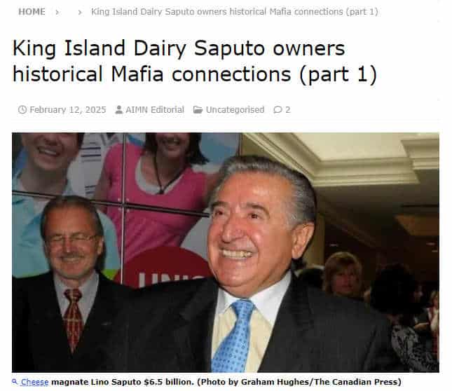 King Island Dairy Saputo Owners' Historical Mafia Connections 1