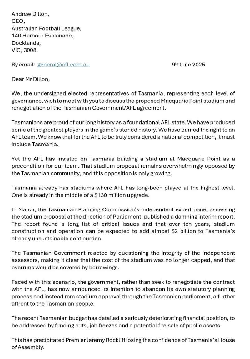 Political Football! Local, State & Federal Reps Lobby AFL Directly 11 Political Football! Local, State & Federal Reps Lobby AFL Directly 11