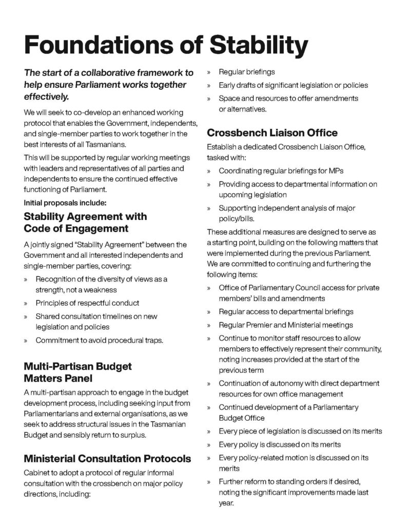 Independent Voice at Risk in Liberal's Stability Plan 4 Independent Voice at Risk in Liberal's Stability Plan 4