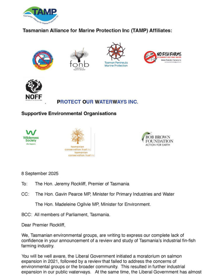 Groups Reject Salmon Review, Demand Removal Of Fish Farms - Tasmanian Times