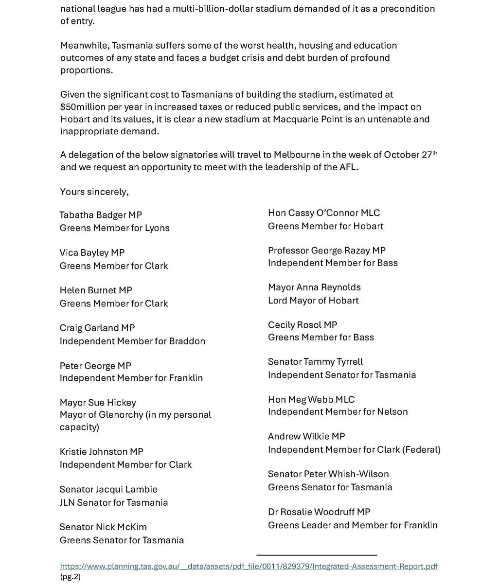 United Front Calls on AFL to Meet Over Stadium's Future 18 United Front Calls on AFL to Meet Over Stadium's Future 18